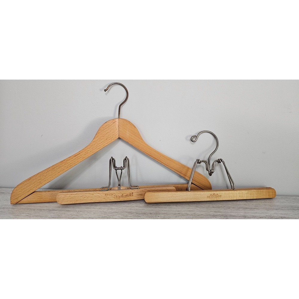 Hangers DIPLOMAT & BERKSHIRE Vintage Wooden Pants/Skirt/Coat/Suit Lined Lot of 2